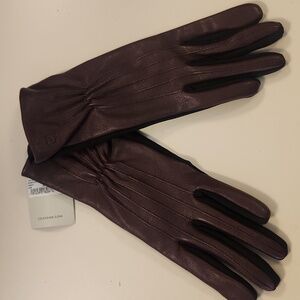 NWT COLE HAAN Cherry Cola Leather Gloves Sz S/M